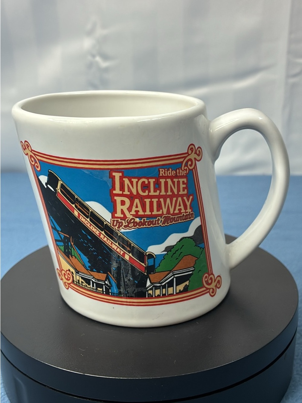 Incline Railway Ceramic Mug - White with Multicolor Scenic Graphic